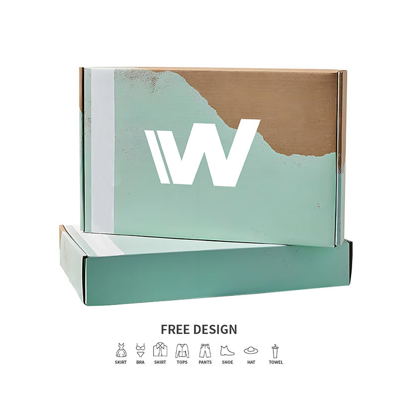 Kotak Pembungkusan Pakaian Beralun Teal