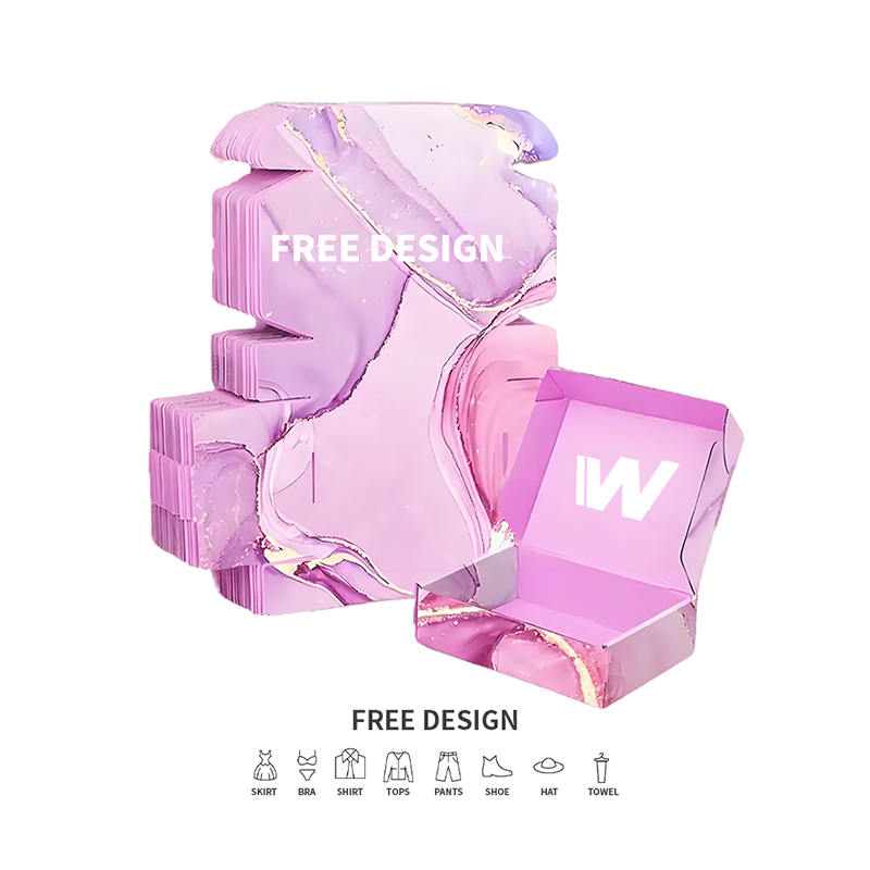 Kotak Pembungkusan Pakaian Beralun Marmar Ungu