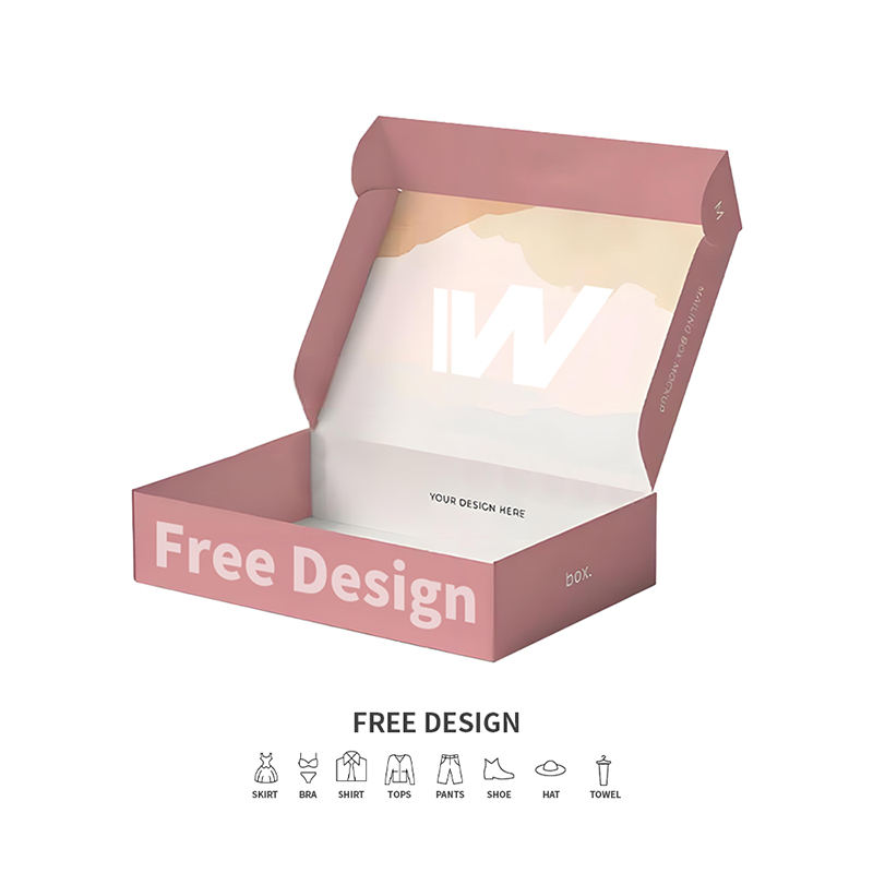 Kotak Pembungkusan Pakaian Beralun Merah Jambu Lembut