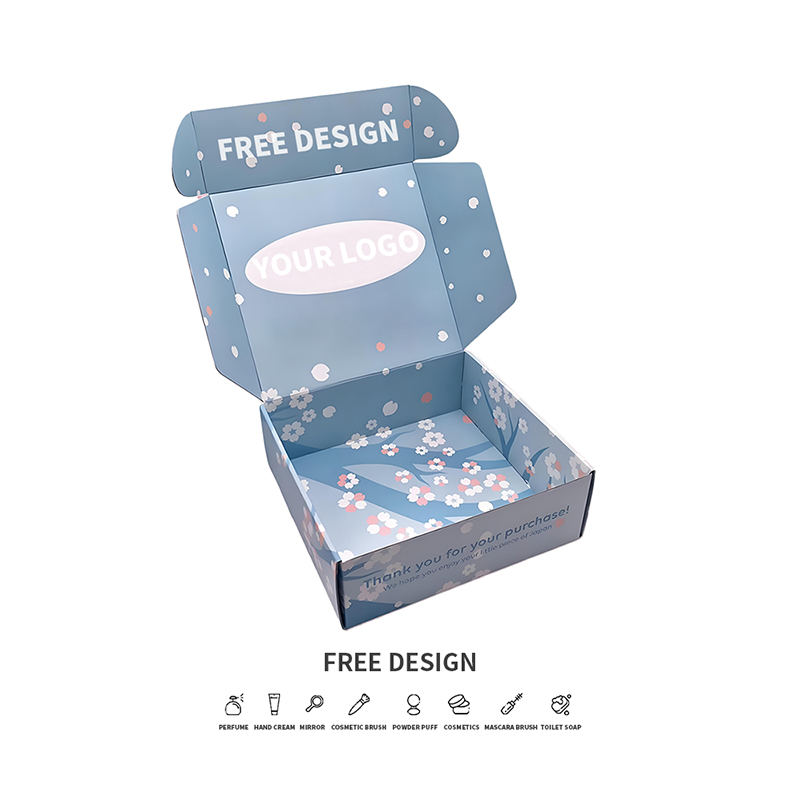 Kotak Pembungkusan Kosmetik Beralun Kelopak Latar Belakang Biru